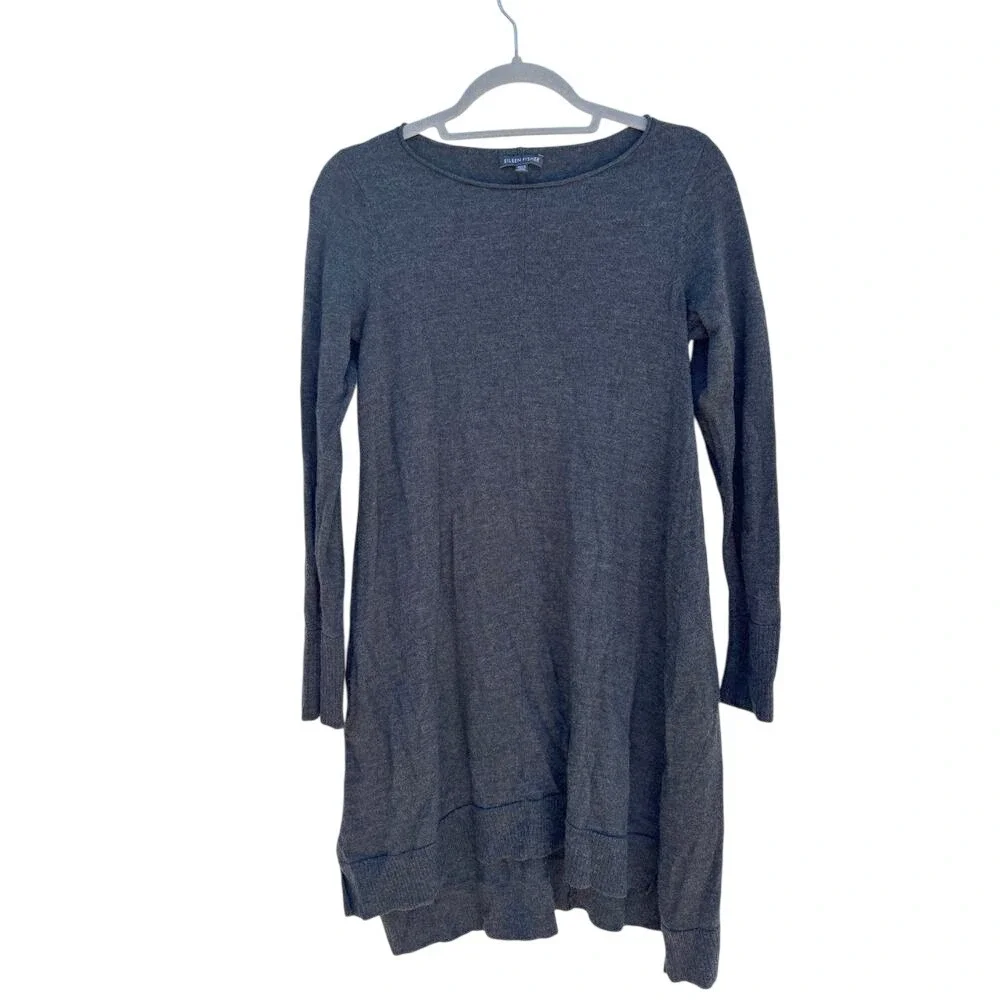 Eileen Fisher Merino Wool Sweater Dress Long Sleeve Charcoal Gray –‎ Women's XS